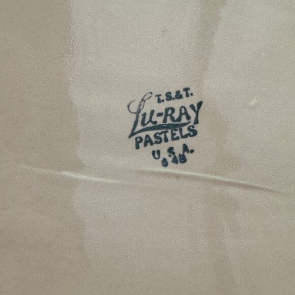 Vtg Platter in Pastel Pink Luray Pattern Deco Style TST Taylor Smith Taylor 13" - Picture 7 of 8